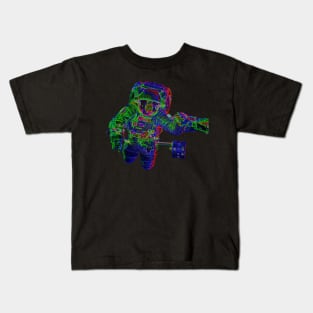 NASA Astronaut in Blue, Green and Red Colors Kids T-Shirt